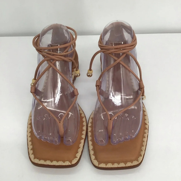 Antonio Melani The Nat Note Alhambra Leather Boho Ankle Wrap Sandal NWOT Size 8 - Picture 4 of 10